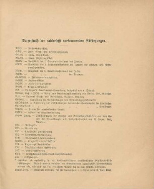 Verzeichniß der zahlreichst vorkommenden Abkürzungen