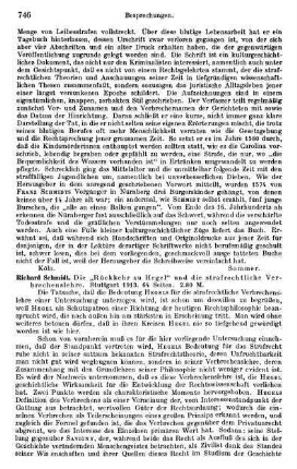 746-747, Richard Schmidt. Die "Rückkehr zu Hegel" und die strafrechtliche Verbrechenslehre. 1913