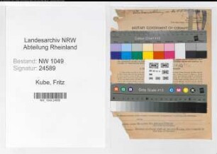 Entnazifizierung Fritz Kube , geb. 18.01.1893 (Polizeibeamter)