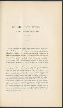 La vida intelectual en las provincias argentina : (1861)