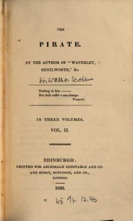 The Pirate : In Three Volumes. 2