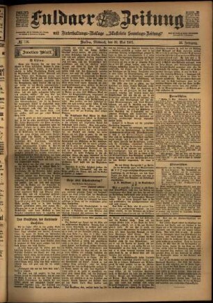 Zweite Ausgabe vom Mittwoch, den 22. Mai 1901.