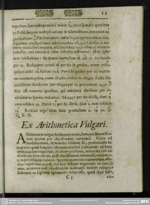 Ex Arithmetica Vulgari