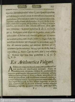 Ex Arithmetica Vulgari
