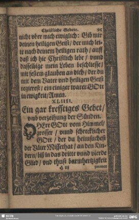 XLIIII. Ein gar krefftiges Gebet, umb verzeihung der Sünden