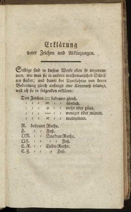 Erklärung derer Zeichen und Abkürzungen.