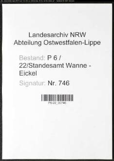 Sterberegister Standesamt Wanne-Eickel