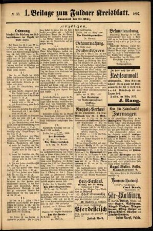 Zweite Ausgabe vom Samstag, den 20. März 1897.