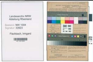 Entnazifizierung Irmgard Fischbach , geb. 26.08.1919 (Kinderpflegerin)