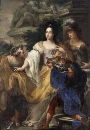 Minerva, Merkur und Plutus huldigen der Kurfürstin Anna Maria Luisa de' Medici