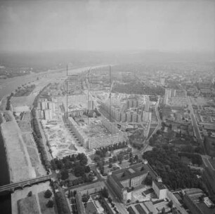 Neubaugebiet in Dresden-Johannstadt : Blickrichtung Nordosten von der Pirnaischen Vorstadt zum Käthe-Kollwitz-Ufer