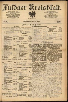 Erste Ausgabe vom Samstag, den 17. April 1897.