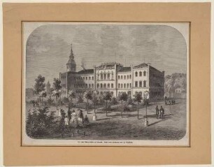 Die neue Bürgerschule (Lutherschule) am Lauengraben (heute Kornmarkt) und der Lauenturm in Bautzen