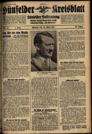Erste Ausgabe vom Montag, den 19. April 1937.