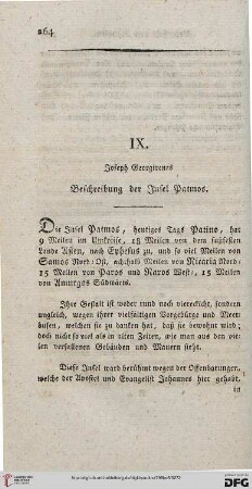 IX: Joseph Georgirenes Beschreibung der Insel Patmos