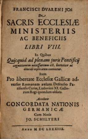 De Sacris ecclesiae ministeriis ac beneficiis
