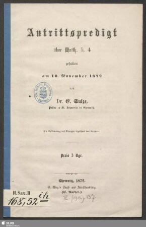 Antrittspredigt über Matth. 5, 4 : gehalten am 10. November 1872
