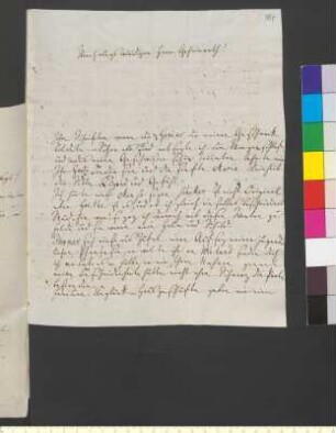 Brief von Vary, Luise an Goethe, Johann Wolfgang von