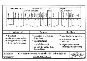 Arbeitszeiterfassung im landwirtschaftlichen Betrieb - Arbeitszeitkarte -