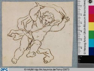 Schwebender Putto mit Draperie