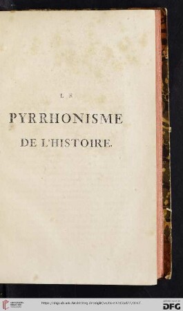Le Pyrrhonisme de l'histoire