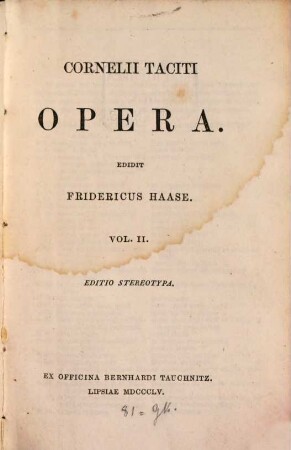 Cornelii Taciti opera, 2