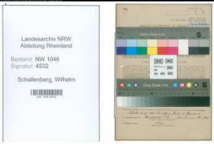 Entnazifizierung Wilhelm Schallenberg , geb. 15.02.1903 (Kaufmaennischer Angestellter)
