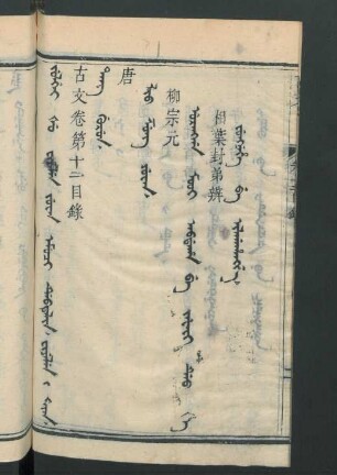 juwan uyuci debtelin fiyelen i ton = 卷第十二目錄, Tang gurun = 唐, Lio Zung Yuwan = 柳宗元