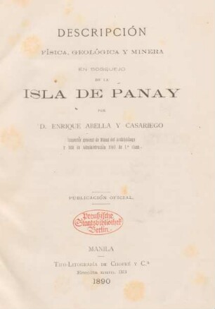 Descripción física, geológica y minera en bosquejo de la isla de Panay