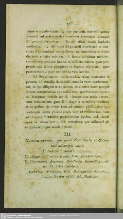 III. Nomina eorum, qui nunc Seminario et Societati adscripti sunt