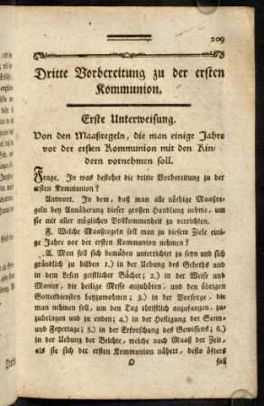 209-237, Dritte Vorbereitungen zur ersten Kommunion: 1. Unterweisung - 15. Unterweisung