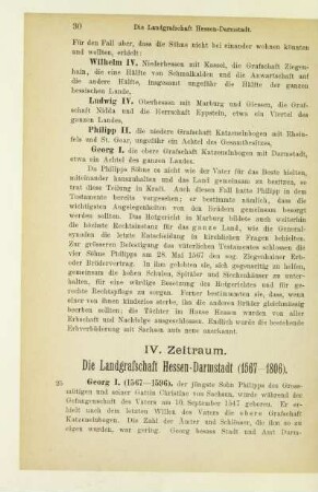 IV. Zeitraum. Die Landgrafschaft Hessen-Darmstadt (1567 - 1806)