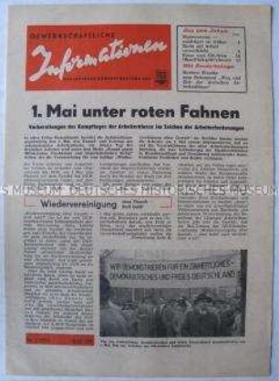 Mitteilungsblatt des Bundesvorstandes für Funktionäre des FDGB u.a. zum 1. Mai