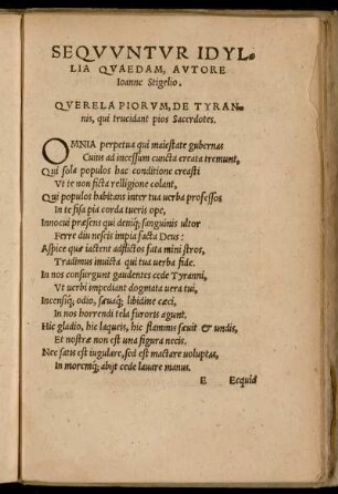 Sequuntur Idyllia Quaedam, Autore Ioanne Stigelio