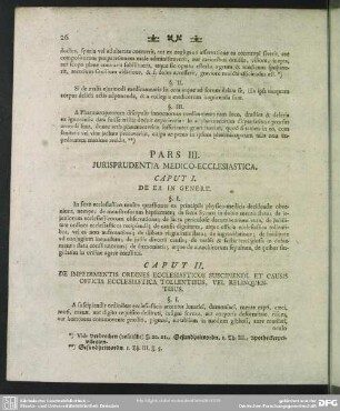 Pars III. Iurisprudentia Medico-Ecclesiastica