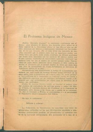 El problema indígena de México