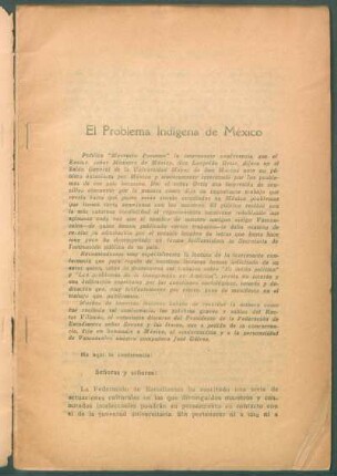 El problema indígena de México