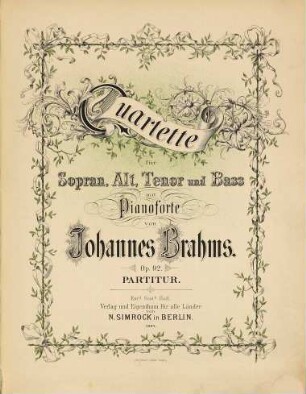 Quartette : für Sopran, Alt, Tenor u. Bass mit Pianoforte ; op. 92