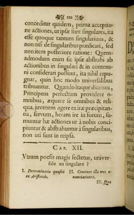 Cap. XII. Vtrum poesis magis sectetur, universale an singulare?