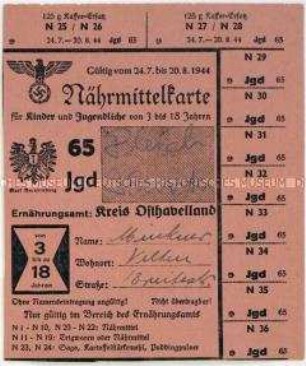 Lebensmittelkarte für Kaffeeersatz