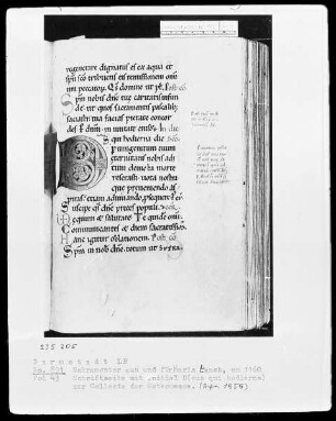 Laacher Sakramentar — Initiale D (eus qui hodierna), Folio 43 recto
