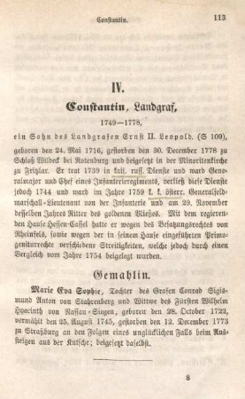 IV. Constantin, Landgraf, 1749-1778