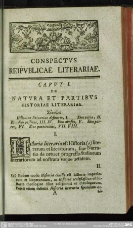 Caput I. De Natura Et Partibus Historiae Literariae