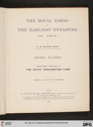 Part II ; extra Plates: The royal tombs of the first dynasty: 1901