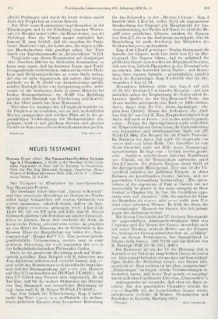 835-836 [Rezension] Pearson, Birger A., The pneumatikos-psychikos terminology in 1 Corinthians