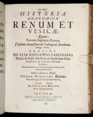 Historia Anatomica Renum Et Vesicae
