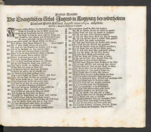 Friedens-Gemähld ... Anno 1694. ausgetheilet ...