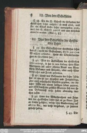 III. Von den Schicksalen der christlichen Lehre.