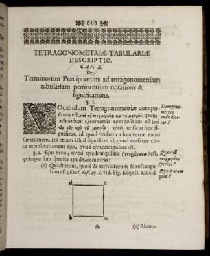 Tetragonometriae Tabulariae Descriptio. Cap. I.