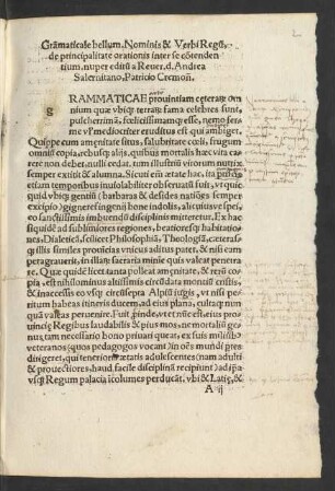Grammaticale bellum. Nominis & Verbi Regum, de principalitate orationis inter se contendentium ...